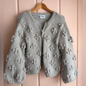 Anthropology Callahan Cotton Gray Floral Knit Women's Cardigan Sz small